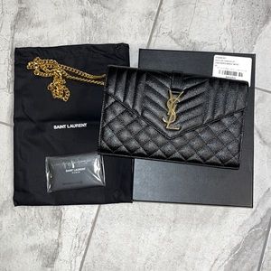 YVES SAINT LAURENT YSL NERO WALLET ON CHAIN BAG ENVELOPE BAG